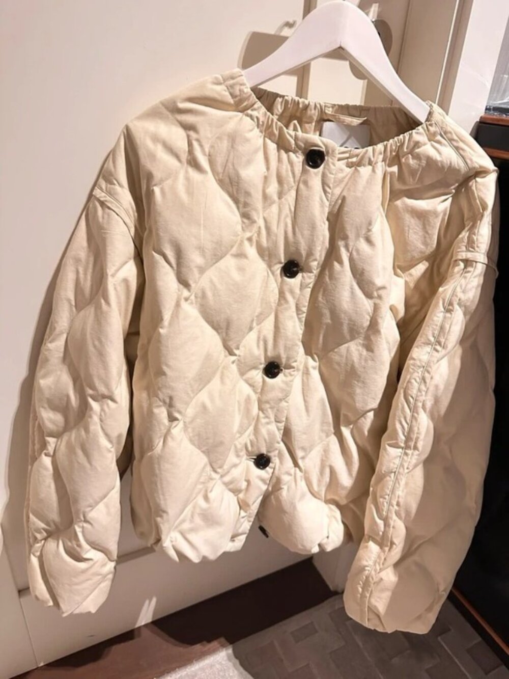 COS Quilted Bomber Jacket Cream S - Picture 2 of 6